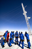 This infrastructure is nicknamed the "American Tower". It contains a whole array of sensors and other measuring equipment, which the winterers have to de-ice all winter long. Concordia Antarctic Research Station, Dome C plateau, East Antarctica.