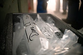 Ice cores contain archives of past climates. They are carefully packaged and classified. Concordia Antarctic Research Station, Dome C plateau, East Antarctica.
