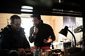Karim Agabi (left), an astronomy researcher at the CNRS, will be training winter student Domenico Mura in the use and maintenance of the ASTEP telescope over the next 9 winter months. The telescope's mission is to discover new exoplanets. Concordia Antarctic Research Station, Dome C Plateau, East Antarctica.