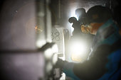 Scientists come to recover an ice core stored in an underground cellar. These ice cores contain the climate archives of the past. The cores in question make it possible to reconstruct the climate of the last 800,000 years. Concordia Antarctic Research Station, Dome C plateau, East Antarctica.