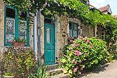 La Pierrière, the pearl of the Perche. Norman village in the heart of the Perche region. One of the most beautiful villages in France, built on a spur, a small town full of character and rich in heritage, close to the Bellême forest, Orne, Normandy, France.