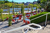 The lake and casino gardens in the spa town of Bagnoles-de-l'Orne, Normandy, France