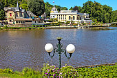 Casino in front of the lake, spa town of Bagnoles-de-l'Orne, Normandy, France