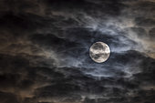 Full moon behind the clouds, Côte d'Opale, France