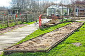 Winter vegetable garden, Arche de la Nature, Le Mans, Sarthe, France