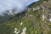 Vercors Massif misty at the Col de la bataille. France
