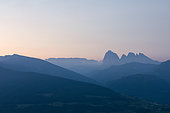 Langkofel ( Sassolungo ) Massif in the Dolomites at dawn,Val Gardena, Italy