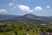 Mount Batur, sacred volcano, 1717m. This active volcano last erupted in 1963. Island of Bali. Indonesia