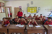 School education in the artisan village of Pinge. Marga-Tabanani region. Island of Bali. Indonesia