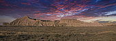 Bardenas reales, panoramic sunset view, biosphere reserve, Navarre, Spain
