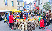 Sale of 'topaz' apples at the Vannes market, Morbihan, Southern Brittany, France