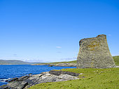 Broch of Mousa on the island of Mousa, Shetland Islands. It is one of the best preserved buildings dating back to the iron age in europe. Europe, Northern Europe, Great Britain, Scotland
