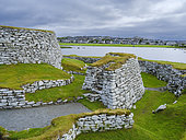 Clickimin Broch from the iron age in Lerwick, the capital of the Shetland Islands. Europe, Northern Europe, Great Britain, Scotland