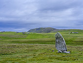 Standing Stone called Bordastubble on the island of Unst, part of the Shetland Islands. Europe, northern europe, great britain, Scotland