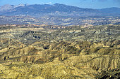Badlands in the Granada Geopark, Spain. Gorafe region: alluvial deposits of late Miocene conglomerates and clays, eroded into spectacular badlands. Andalusia