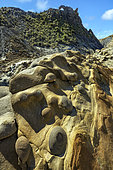 Flysch in the Tabernas Desert, Andalusia (Spain). Barranco del infierno - Alternating sandstones and marls deposited in the Miocene ( - 8 Ma) in a sedimentary basin at the foot of the Sierra Nevada, then folded and straightened by recent tectonics. The arid climate of the Tabernas makes it Europe's only desert, expanding as a result of the increasing drought in southern Spain.