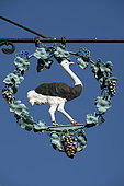 Sign, Zum Striessel, At the Ostrich, Place de la Grande Boucherie, Strasbourg, Bas-Rhin, France