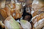 Devil's cave in a rock mass, Huelgoat forest, Finistère, Brittany, France