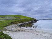 St Olaf's Kirk, a church dating back to the middle ages. The island Unst, part of the Shetland Islands. Europe, Great Britain, Scotland, summer