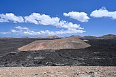 Caldera Blanca, Lanzarote, Canary Islands. Caldera Blanca walk in the Volcanoes Natural Park and view of the Calderata Blanca.
