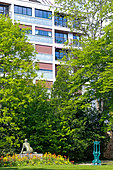 Building in the greenery of the Jardin des Plantes, Le Mans, Sarthe, France