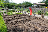 Future vegetable garden after digging, Arche de la nature, Le Mans Métropole, Sarthe, France