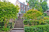 Stairs and greenery, La Cite Plantagenet or Le Vieux Mans, Sarthe, France