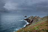 Pointe du Raz in the rain, Brittany, France