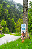 Marmots for a clean nature sign on a road in the Jura Vaudois, Switzerland