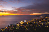 Bastia from the Corniche road linking San Martino di Lota to Ville di Pietrabugno, its town center and three ports. Haute-Corse, France