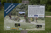 Welcoming biodiversity sign, park, Masevaux, Haut-Rhin, France