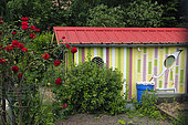 Shed, family gardens, rue du Stade, Masevaux, Haut-Rhin, France