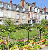 Houses on rue Prémartine facing the Jardin des Plantes, Le Mans, Sarthe, France