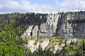 Cliff on the Creux du Van plateau in springtime, Switzerland