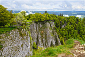 Cliff on the Haut Plateau of the Creux du Van Nature Reserve in springtime, Switzerland