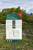 Information panel for the restoration and conservation of threatened, emblematic alpine plants, Creux du Van, Switzerland