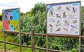 Sign "Where have the birds of our countryside gone?" Beaufay, Sarthe, France.