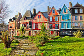 Old half-timbered houses next to the marina, Vannes, Golfe du Morbihan, Southern Brittany, Morbihan, France
