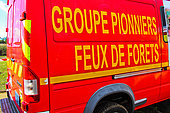 Camion "Groupe Pionniers Feux de Forêts", Caserne des Sapeurs pompiers de la Sarthe, France