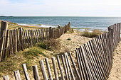 Dune markers for walkers in Pen-er-Houet Locmariaquer, Morbihan, Southern Brittany, France