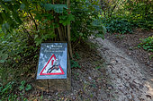 Amphibian protection sign, Midwife Toad, Parc Sainte Marie, Nancy, Lorraine, France