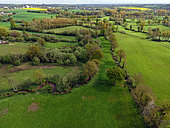 Bocage in the countryside of Plénée-Jugon in the Côtes d'Armor with the Arguenon river and the Bos Robert stream, Brittany, France