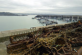 Dredges for scallops in the port of Erquy in Brittany, France