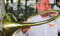 Hunting horn buzzer, hunting festival, Château de Souches, Saint Symphorien, Sarthe, France