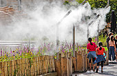 Urban misting system to combat heat waves, Place de la République in downtown Le Mans, Sarthe, France