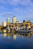 United Kingdom London Regent's Canal Limehouse Basin - The harbour and Canary Wharf skyline