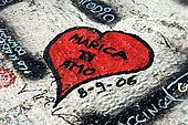 'Marica I love you'. Graffiti on the walls of Verona, Veneto, Italy