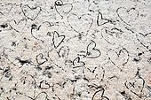 Love hearts drawn on a wall in Verona, Veneto, Italy