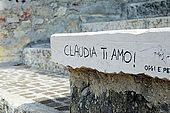 'Claudia I love you'. Graffiti on the walls of Verona, Veneto, Italy