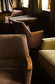 Designer chairs from the 1960s in the lounge bar of Galeb, Tito's old luxury yacht, Rijeka, Croatia